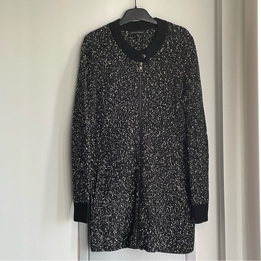 NWOT BANANA REPUBLIC Black and White Freckle Cotton Blend Cardigan